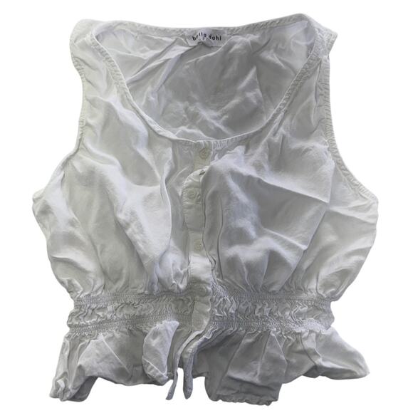 Bella Dahl Tank Top Womens Medium White Shirred Button Front‎ Blouse - Picture 2 of 8